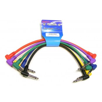 Pack 6 cables Patch 6,3 mono 6,3 mono en L. 15 cm. Kirlin