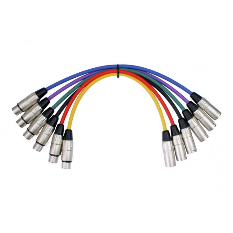 Pack 6 cables Patch XLR Macho a XLR Hembra 1mt. Kirlin