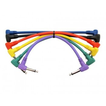 Pack 6 cables Patch 6,3 mono 6,3 mono en L. 15 cm. Kirlin